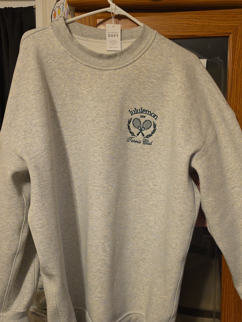lululemon athletica Light Gray Crewneck with Tennis Club Crest